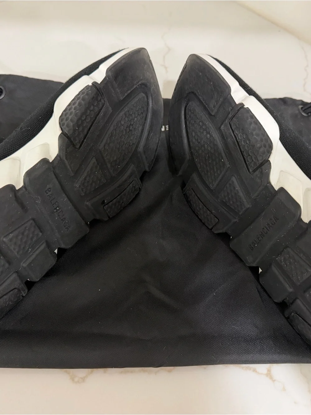 Balenciaga Black and White Stretch Knit Sock Sneakers
